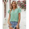 image:imagesiliteelon Women Dressy Casual Blouses Ruffle Cap Sleeve Tops Flutter Sleeve V Neck Work Shirt Cute Spring 2026 TrendyGreen Gingham