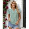image:imagesiliteelon Women Dressy Casual Blouses Ruffle Cap Sleeve Tops Flutter Sleeve V Neck Work Shirt Cute Spring 2026 TrendyGreen Striped