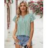 image:imagesiliteelon Women Dressy Casual Blouses Ruffle Cap Sleeve Tops Flutter Sleeve V Neck Work Shirt Cute Spring 2026 TrendyGreen Striped