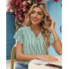 image:imagesiliteelon Women Dressy Casual Blouses Ruffle Cap Sleeve Tops Flutter Sleeve V Neck Work Shirt Cute Spring 2026 TrendyGreen Striped