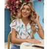 image:imagesiliteelon Women Dressy Casual Blouses Ruffle Cap Sleeve Tops Flutter Sleeve V Neck Work Shirt Cute Spring 2026 TrendyLeaf Print