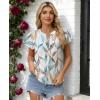 image:imagesiliteelon Women Dressy Casual Blouses Ruffle Cap Sleeve Tops Flutter Sleeve V Neck Work Shirt Cute Spring 2026 TrendyLeaf Print