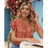 image:imagesiliteelon Women Dressy Casual Blouses Ruffle Cap Sleeve Tops Flutter Sleeve V Neck Work Shirt Cute Spring 2026 TrendyRed Floral