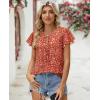 image:imagesiliteelon Women Dressy Casual Blouses Ruffle Cap Sleeve Tops Flutter Sleeve V Neck Work Shirt Cute Spring 2026 TrendyRed Floral