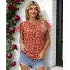 image:imagesiliteelon Women Dressy Casual Blouses Ruffle Cap Sleeve Tops Flutter Sleeve V Neck Work Shirt Cute Spring 2026 TrendyRed Floral