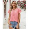image:imagesiliteelon Women Dressy Casual Blouses Ruffle Cap Sleeve Tops Flutter Sleeve V Neck Work Shirt Cute Spring 2026 TrendyRed Gingham