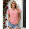 image:imagesiliteelon Women Dressy Casual Blouses Ruffle Cap Sleeve Tops Flutter Sleeve V Neck Work Shirt Cute Spring 2026 TrendyRed Gingham