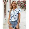 image:imagesiliteelon Women Dressy Casual Blouses Ruffle Cap Sleeve Tops Flutter Sleeve V Neck Work Shirt Cute Spring 2026 TrendyWhite Blue Floral