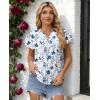 image:imagesiliteelon Women Dressy Casual Blouses Ruffle Cap Sleeve Tops Flutter Sleeve V Neck Work Shirt Cute Spring 2026 TrendyWhite Blue Floral
