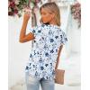 image:imagesiliteelon Women Dressy Casual Blouses Ruffle Cap Sleeve Tops Flutter Sleeve V Neck Work Shirt Cute Spring 2026 TrendyWhite Blue Floral