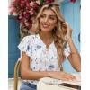 image:imagesiliteelon Women Dressy Casual Blouses Ruffle Cap Sleeve Tops Flutter Sleeve V Neck Work Shirt Cute Spring 2026 TrendyWhite Floral