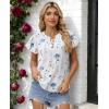 image:imagesiliteelon Women Dressy Casual Blouses Ruffle Cap Sleeve Tops Flutter Sleeve V Neck Work Shirt Cute Spring 2026 TrendyWhite Floral
