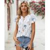 image:imagesiliteelon Women Dressy Casual Blouses Ruffle Cap Sleeve Tops Flutter Sleeve V Neck Work Shirt Cute Spring 2026 TrendyWhite Floral