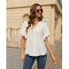 image:imagesiliteelon Women Dressy Casual Blouses Ruffle Short Sleeve V Neck Tops Flowy Loose Fitting Work Business Casual ShirtAll White