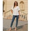 image:imagesiliteelon Women Dressy Casual Blouses Ruffle Short Sleeve V Neck Tops Flowy Loose Fitting Work Business Casual ShirtAll White