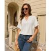 image:imagesiliteelon Women Dressy Casual Blouses Ruffle Short Sleeve V Neck Tops Flowy Loose Fitting Work Business Casual ShirtAll White