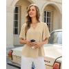 image:imagesiliteelon Women Dressy Casual Blouses Ruffle Short Sleeve V Neck Tops Flowy Loose Fitting Work Business Casual ShirtBeige