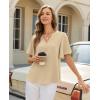 image:imagesiliteelon Women Dressy Casual Blouses Ruffle Short Sleeve V Neck Tops Flowy Loose Fitting Work Business Casual ShirtBeige