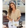 image:imagesiliteelon Women Dressy Casual Blouses Ruffle Short Sleeve V Neck Tops Flowy Loose Fitting Work Business Casual ShirtBeige