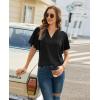 image:imagesiliteelon Women Dressy Casual Blouses Ruffle Short Sleeve V Neck Tops Flowy Loose Fitting Work Business Casual ShirtBlack