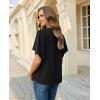image:imagesiliteelon Women Dressy Casual Blouses Ruffle Short Sleeve V Neck Tops Flowy Loose Fitting Work Business Casual ShirtBlack