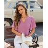 image:imagesiliteelon Women Dressy Casual Blouses Ruffle Short Sleeve V Neck Tops Flowy Loose Fitting Work Business Casual ShirtHot Pink