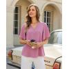 image:imagesiliteelon Women Dressy Casual Blouses Ruffle Short Sleeve V Neck Tops Flowy Loose Fitting Work Business Casual ShirtHot Pink