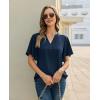 image:imagesiliteelon Women Dressy Casual Blouses Ruffle Short Sleeve V Neck Tops Flowy Loose Fitting Work Business Casual ShirtNavy Blue