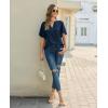image:imagesiliteelon Women Dressy Casual Blouses Ruffle Short Sleeve V Neck Tops Flowy Loose Fitting Work Business Casual ShirtNavy Blue