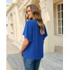 image:imagesiliteelon Women Dressy Casual Blouses Ruffle Short Sleeve V Neck Tops Flowy Loose Fitting Work Business Casual ShirtRoyal Blue