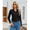 image:imagesiliteelon Womens Stretch Button Down Shirt Fitted Dress Shirt Long Sleeve Wrinkle Free Collared Business Casual BlouseAll Black