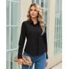 image:imagesiliteelon Womens Stretch Button Down Shirt Fitted Dress Shirt Long Sleeve Wrinkle Free Collared Business Casual BlouseAll Black
