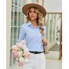 image:imagesiliteelon Womens Stretch Button Down Shirt Fitted Dress Shirt Long Sleeve Wrinkle Free Collared Business Casual BlouseAll Light Blue
