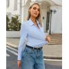 image:imagesiliteelon Womens Stretch Button Down Shirt Fitted Dress Shirt Long Sleeve Wrinkle Free Collared Business Casual BlouseAll Light Blue