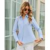 image:imagesiliteelon Womens Stretch Button Down Shirt Fitted Dress Shirt Long Sleeve Wrinkle Free Collared Business Casual BlouseAll Light Blue