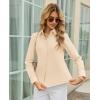 image:imagesiliteelon Womens Stretch Button Down Shirt Fitted Dress Shirt Long Sleeve Wrinkle Free Collared Business Casual BlouseBeige