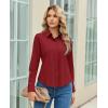 image:imagesiliteelon Womens Stretch Button Down Shirt Fitted Dress Shirt Long Sleeve Wrinkle Free Collared Business Casual BlouseBurgundy