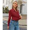 image:imagesiliteelon Womens Stretch Button Down Shirt Fitted Dress Shirt Long Sleeve Wrinkle Free Collared Business Casual BlouseBurgundy