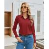 image:imagesiliteelon Womens Stretch Button Down Shirt Fitted Dress Shirt Long Sleeve Wrinkle Free Collared Business Casual BlouseBurgundy