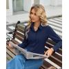 image:imagesiliteelon Womens Stretch Button Down Shirt Fitted Dress Shirt Long Sleeve Wrinkle Free Collared Business Casual BlouseDark Blue