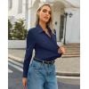 image:imagesiliteelon Womens Stretch Button Down Shirt Fitted Dress Shirt Long Sleeve Wrinkle Free Collared Business Casual BlouseDark Blue