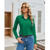 image:imagesiliteelon Womens Stretch Button Down Shirt Fitted Dress Shirt Long Sleeve Wrinkle Free Collared Business Casual BlouseGreen
