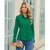image:imagesiliteelon Womens Stretch Button Down Shirt Fitted Dress Shirt Long Sleeve Wrinkle Free Collared Business Casual BlouseGreen