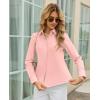 image:imagesiliteelon Womens Stretch Button Down Shirt Fitted Dress Shirt Long Sleeve Wrinkle Free Collared Business Casual BlouseLight Pink