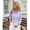 image:imagesiliteelon Womens Stretch Button Down Shirt Fitted Dress Shirt Long Sleeve Wrinkle Free Collared Business Casual BlouseLight Purple