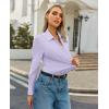 image:imagesiliteelon Womens Stretch Button Down Shirt Fitted Dress Shirt Long Sleeve Wrinkle Free Collared Business Casual BlouseLight Purple