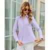 image:imagesiliteelon Womens Stretch Button Down Shirt Fitted Dress Shirt Long Sleeve Wrinkle Free Collared Business Casual BlouseLight Purple