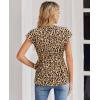 image:imagesiliteelon Womens Wrap Blouse Dressy Casual V Neck Cap Sleeve Dressy Casual Tops Summer Spring Ruched Waist ShirtClassic Beige Leopard