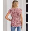 image:imagesiliteelon Womens Wrap Blouse Dressy Casual V Neck Cap Sleeve Dressy Casual Tops Summer Spring Ruched Waist ShirtDusty Rose Floral