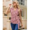 image:imagesiliteelon Womens Wrap Blouse Dressy Casual V Neck Cap Sleeve Dressy Casual Tops Summer Spring Ruched Waist ShirtDusty Rose Floral